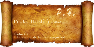 Pritz Hiláriusz névjegykártya